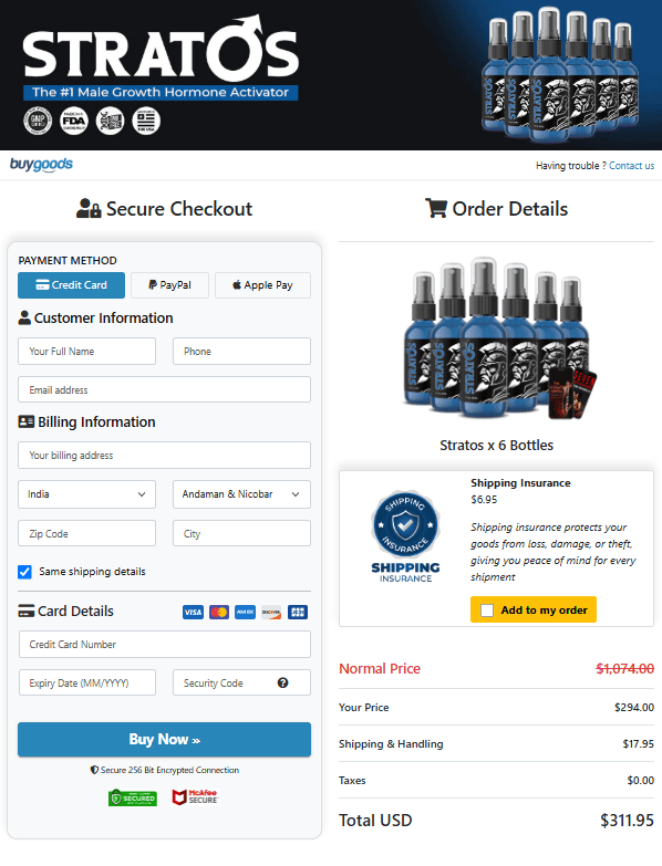 Stratos Alpha  Official Website Secure Order Page